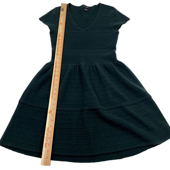 C by Bloomingdale's Ribbed Cashmere Dress Enchanted‎ Forest Green Medium - Picture 7 of 11
